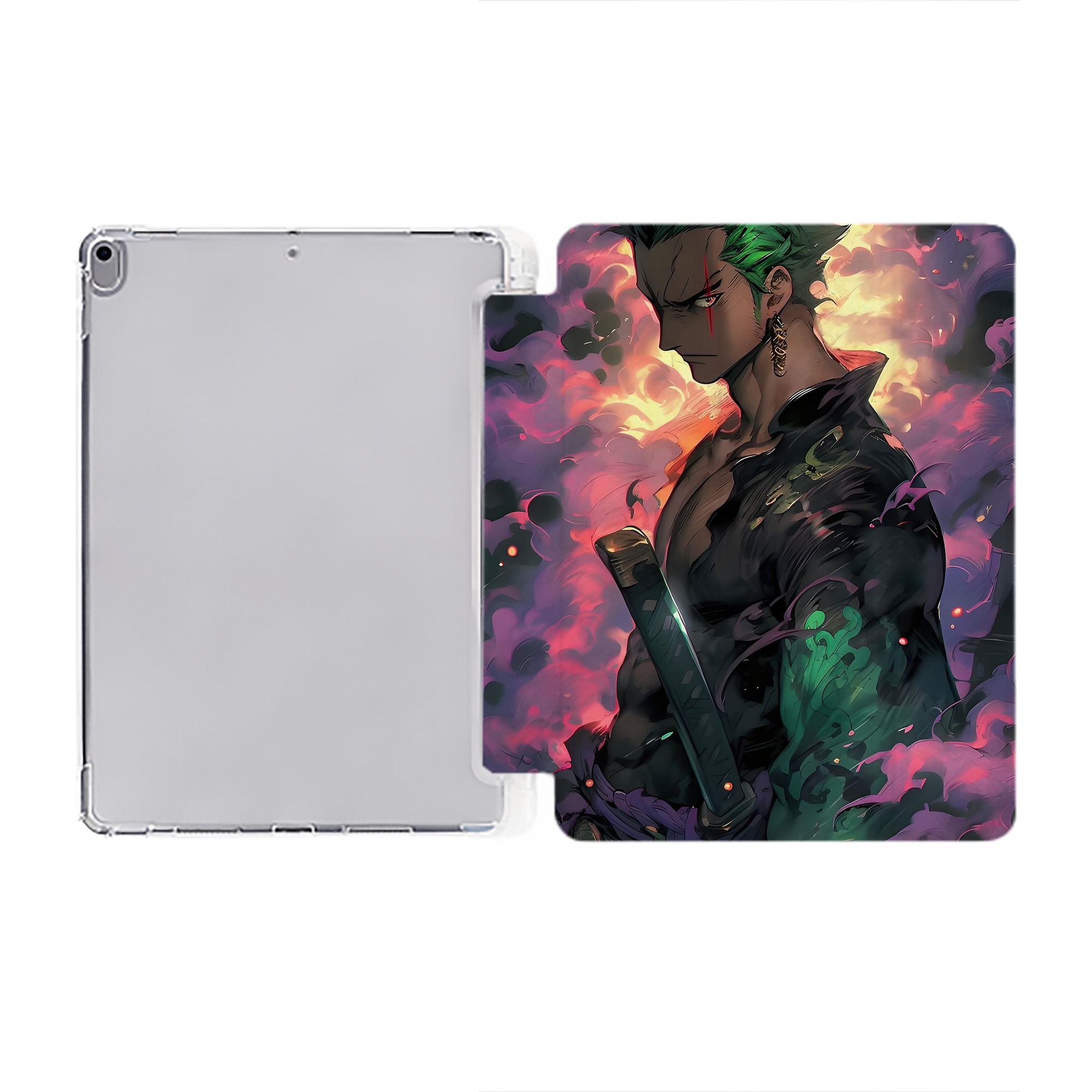 ワンピース ONE PIECE IPad ケース ペン収納付き 三つ折りスタンド PUレザー×シリコン 対応機種9.5/10.5/10.9インチ